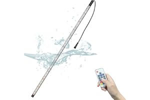 Longrun Strisce LED, lama d'acqua a LED con luce, luce subacquea per piscina a cascata con IP68 impermeabile, luce a LED con telecomando per acquario a cascata con fontana da giardino -58,5 cm