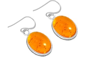 Boho Handgefertigter Schmuck Natürlicher Edelstein Onyx, Perle, Mondstein, Bernstein Oval Echt 925 Sterling Silber Tropfen Ohrhänger für Frauen