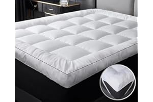 SEVENTHSTITCH 10cm Thick Mattress Topper Kingsize Bed - 1000GSM Heavy Filling Quilted Extra Deep Super Fluffy & Breathable, Soft Box Stitched - Mattress Pad Strong Corner Elastic Straps Machine Washable (King)