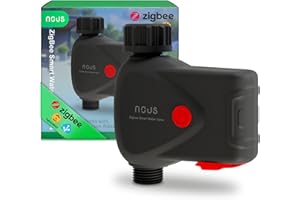 Nous ZigBee Smart Robinet Valve Contrôle d'Arrosage IP66 Compatible avec Alexa, Google Assistant, Smart Life, Minuterie et Télécommande APP Alimentée par Piles 3/4" pour Jardin, ZigBee-Hub Erfo