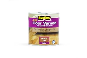 Rustins Floor Varnish Medium Oak 2.5L Satin- Fast-Drying Floor Protection for Interior Wood – Easy Application with Tough, Long-Lasting Clear Finish
