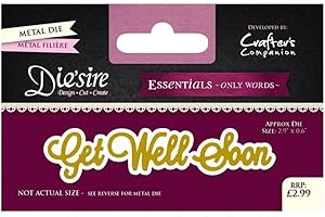 Crafter's Companion Diesire-Essentials Only Words-Get Well Soon, Metal, 6.3 x 9.7 x 0.1 cm