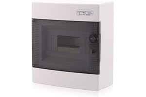 INTRATEC 100% SHOPPING Intratec centralino a vista, IP40 – Scatola di distribuzione per uso interno, centralino con porta trasparente per installazioni in ambienti asciutti, 1 fila, 8 moduli, 236 x 215 x 102 mm, bianco