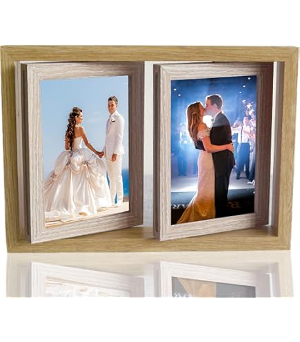 ZEP Saint Michel Cornice Doppia In Legno Bianco Shabby – Per Due Foto 10x15 Cm, Da Tavolo O Parete - 4