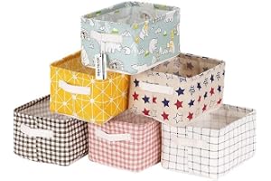 KSP HOME Foldable Storage Box Canvas Fabric Baskets For Organizing With Handles, Rectangle Small, Cube, Foldable Multipurpose Box, Closet, Desk, Baby Storage Organizer (Pack of 4 (Small))