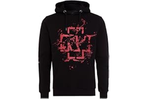 Rammstein Sweat à capuche MHB Spray Logo officiel pour homme Noir avec imprimé multicolore à l'avant et à l'arrière