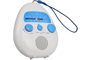 BEWINNER Portable AM FM Shower Radio, Waterproof Wireless Bathroom FM Radio Built in Speaker, Battery Operated Digital Radio with Lanyard