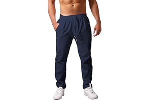 Voqeen Pantaloni Uomo Estivi Leggeri vestibilità Larga Casual Pantaloni con Tasche e Coulisse per Vacanze Tutti i Giorni