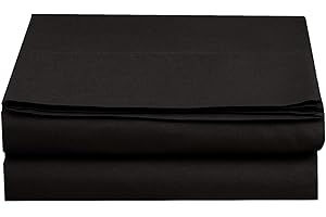 Elegant Comfort Luksusowe prześcieradło bez zagnieceń, gęstości splotu 1500, jakość hotelowa, 1-częściowe prześcieradło, rozmiar California King Size, czarne