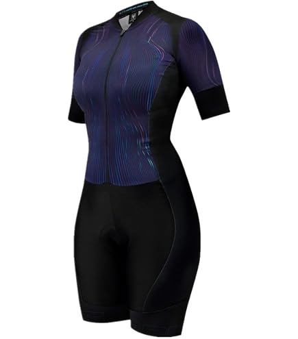 Combinaison Triathlon Femme - Trisuit Une Pièce - Respirant, Séchage Rapide - Poches Arrière - Pour Cyclisme Et Course