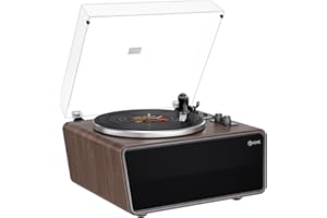 All in One Plattenspieler mit 4 Stereo Integrierten Lautsprecher,Hi-Fi Schallplattenspieler,Vinyl Record Player Bluetooth,USB PC Digitaler Ausgang,Phono Vorverstärker,AT-3600L,33/45U/min