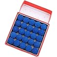 Navani Billiard Snooker Pool Cue Tip, 9mm Size, Made of Leather, Medium Hardness, Blue - 50 Pcs