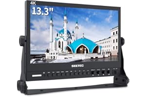 FEELWORLD Seetec P133-9HSD Cámara Monitor Pro Broadcast 13.3" 4K Ultra HD 1920x1080 Campo Video LCD IPS Pantalla 1000:1 Alto Contraste con 3G-SDI HDMI AV YPbPr DVI