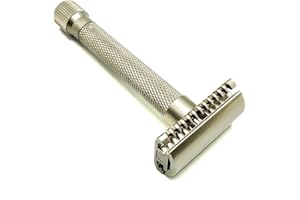 PARKER SAFETY RAZOR Razor bezpieczeństwa Parker, VARIANTE Z OTWARTYM GŁOSIEM - Regulowana maszynka do golenia o podwójnych krawędziach, spersonalizuj swoje golenie, obracając pokrętło z miękkiego na agresywny - 5 ostrzy