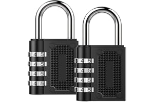 Combination Lock BeskooHome Security Padlock - [2-Pack] Weather Proof Padlock with 4-Digit Smooth Dial for School, Gym, Outdoor Shed Locker -Black