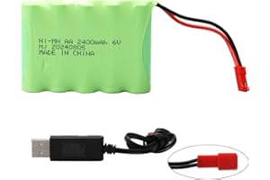 MXJFYY 6V 2400mAh AA NiMH RC Battery with JST Stecker, Battery Pack with JST Plug Compatible with New Huina 540 Dump 520 RC Bulldozer RC Excavator RC Toys RC Trucks RC Dump Construction