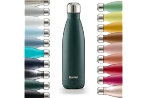 Blumtal® Bouteille isotherme Charles- Gourde 1l- Gourde inox 1l sans BPA froid&chaud- Contenant isotherme en métal- Bouteille d'eau- Contenant 1l- Gourde isotherme 1l - Vert foncé
