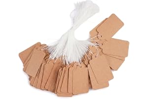 500 stycken små prislappar hängetiketter, 25 mm*45 mm | Brun markeringsetiketter, presenthänge med snöre, markeringsetiketter för smycken kläder presenter jul