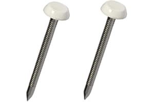 SMARTHOME 50 x 40mm White UPVC Poly Top Pins Nails Plastic Headed Polytop Stainless Steel