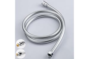 GAOZHI Flessibile doccia, 2m Tubo Doccia Flessibile In Argento PVC Di Ricambio Universale, Antipiega E A Prova Di Perdite E Resistente Ad Alta Temperatura Connettore In Ottone, Cromo