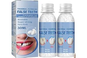 GOKAME Tooth Repair Granules Temporary Tooth Repair Kit, Moldable False Teeth, Teeth Repair Kit, Suitable for Broken Tooth & Gaps (2pcs)
