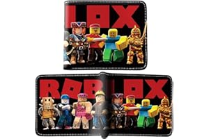LGQHCE Robllox Wallet, Robllox Kids Leather Wallet Bifold PU Leather Wallet Cartoon Bifold Short Wallet Card Cases Portable Compartments Purse for Children's Gifts, Birthday Gifts