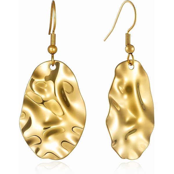 Kabwea Orecchini Pendenti A Disco Placcati Oro 14kt, Fatti A Mano, Leggeri, Ipoallergenici, Grandi, In Confezione Regalo, Per Donne