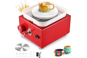 Mini Máquina de Alfarería Eléctrica, Couleeur 2000RPM Velocidad con Ajustable Rueda de Cerámica, 6.5/10CM Kit Ceramica con Cubeta Extraíble y Herramientas para Tiendas de Bricolaje de Alfarería