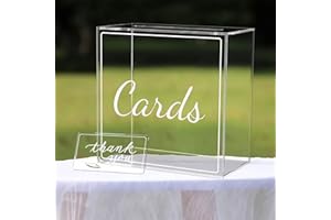 SANEIYA Acrylic Wedding Card Box with Thank You Sign, Clear Card Box with Slot Free installation for Wedding Reception, Memory Box, Wishing Well Money Box, Party Graduation Birthday Baby Shower