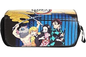 CosplayStudio Kimetsu no Yaiba - Estuche Demon Slayer con cubierta de piel sintética, color negro