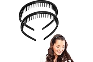 EXIIANTAG Unisex Headbands Teeth Comb Hairband 2 Pack Sports Hair Bands Plastic Toothed Hairbands Non-Slip Headbands for Women Men