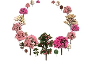 OrgMemory 29pcs Mixed Model Trees, 1.5-5 inch(4-12 cm), Fruit Trees, Ho Scale Trees, Model Train Scenery, Architecture Trees, Flower Trees with No Bases