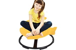 HIGAOQS Kids Swivel Chair，Autism Sensory Toy Chair for Kids, Sit and Spin Chair Training Body Coordination Sensory Balance Training Seat, Kid Spinning Carousel, Ages 3-12 (Yellow)