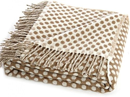 Tweedmill Natural Lambswool Reversible Spot Throw - Caramel