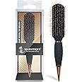 Majestique Flat Hair Brush - Wet & Dry, Detangling, Styling, Blow Drying, Shaping with Exclusive Crown Handle - Perfect for Travel, Men and Women - Black