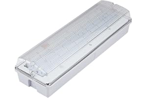 Biard 4W LED Rectangular IP65 Emergency Bulkhead Light - Maintained/Non-Maintained - Commercial Safety Waterproof Lighting for Warehouses Both Indoors or Outdoors with 3 Hour Battery Backup