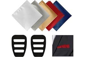 Liwein 5 Pezzi Fazzoletto da Taschino Uomo, Fazzoletti con 2 Pezzi Supporto Quadrato Tascabile da Uomo,Fazzoletto da Taschino in Tinta Unita per Giacca Cerimonia
