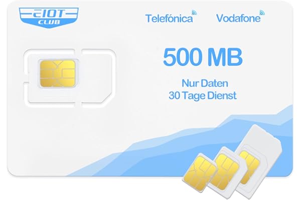 EIOTCLUB Carte SIM Prepayee sans Engagement, Carte SIM Compatible avec Le Réseau de 30 Pays Européens, pour LTE Caméra & Appareil Photo numérique Chasse & Localisateur GPS, Données Uniquement