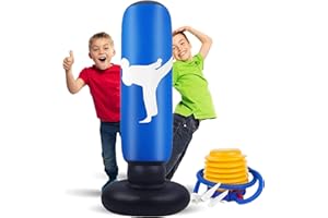 EIVONDA Sacco da boxe per bambini, 160 cm, gonfiabile, con pompa ad aria, per praticare MMA, karate, taekwondo e per alleviare l'energia repressa nei bambini