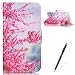 Produktbild Feeltech Hülle für Sony Xperia XZ Weich Magnet PU Brieftasche Elegant Kartenfach Extra Dünn Schutzhülle Bunte ReLife MusterKarte Halterung Klapp Ledertasche - Zwetschge Blüte