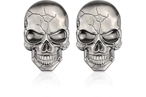 MaoNativey 3D Metallschädel Autoaufkleber, 2 Pcs Schädel Zink Legierung Metall Auto Aufkleber Totenkopf für Motorräder, Autos, Helme