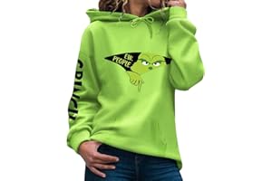 GENERIC Weihnachten Pullover Damen Grinch, Weihnachtspullover Kapuzenpullover Grün Grinch Bedruckte Sweatshirt mit Tasche Casual Pulli Langarmshirt Pullover Herbst Winter Festlich Hoodie Oberteile