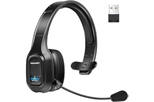 TECKNET Bluetooth Headset mit Mikrofon Rauschunterdrückung [55 Stdn Spielzeit] USB & BT5.0 Wireless Mono Business Headset, PC Headset für Call-Center, Handy, Büro, Zoom, Microsoft Team, Skype Chat