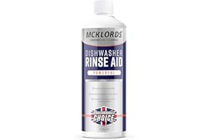 McKLords - Dishwasher Rinse Aid - Professional Rinse Aid 1L for Commercial Dishwashers Rapid Drying Streak-Free Finish Glassware Plates and Cutlery Works in All Water Types