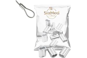 SIAMED 20 morsetti per corda in gomma e corda di espansione, 10 mm, manicotti di schiacciamento, morsetti di soffocamento, morsetti preformati in alluminio, antiruggine, robusti, durevoli