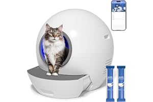 ELS PET Selbstreinigende Katzentoilette katzenklo selbstreinigend: Katzenklo XXL Automatische Katzentoilette mit APP-Kontrolle & Sicherer Alert & Smart Health Monitor für Mehrere Katzen (schneeweiß)