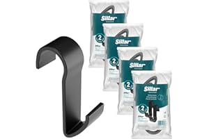 Sillar haki na grzejnik 8 szt. czarne – wieszaki grzejnikowe na ręcznik bez wiercenia, haczyki plastikowe ABS, uchwyt S na kaloryfer łazienkowy drabinkowy, akcesoria łazienkowe