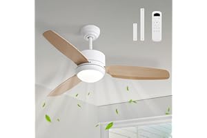 Sofucor 117cm Ventilatore da Soffitto con Luce LED, Dimmerabile 3CCT, Telecomando, 6 Velocità, Timer, Silenzioso Lampada Ventilatore da Soffitto per Soggiorno, Cucina, Camera da Letto