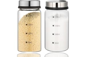 Aiareozy 2 pezzi Barattoli Spezie, Barattoli Portaspezie in Vetro Borosilicato, 200ml Contenitori Spezie, Barattoli per Spezie con Coperchi Rotanti, per Cucina, per Cucina, Grigliate All'Aperto