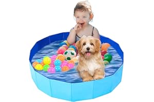 UUEMB Faltbarer Hundepool für Kleine Hunde, 80 x 20cm Hundebadewanne Katzen Swimmingpool Planschbecken für Kinder, Haustier Schwimmbecken rutschfest Sicher Tragbar Kinderpool Blau